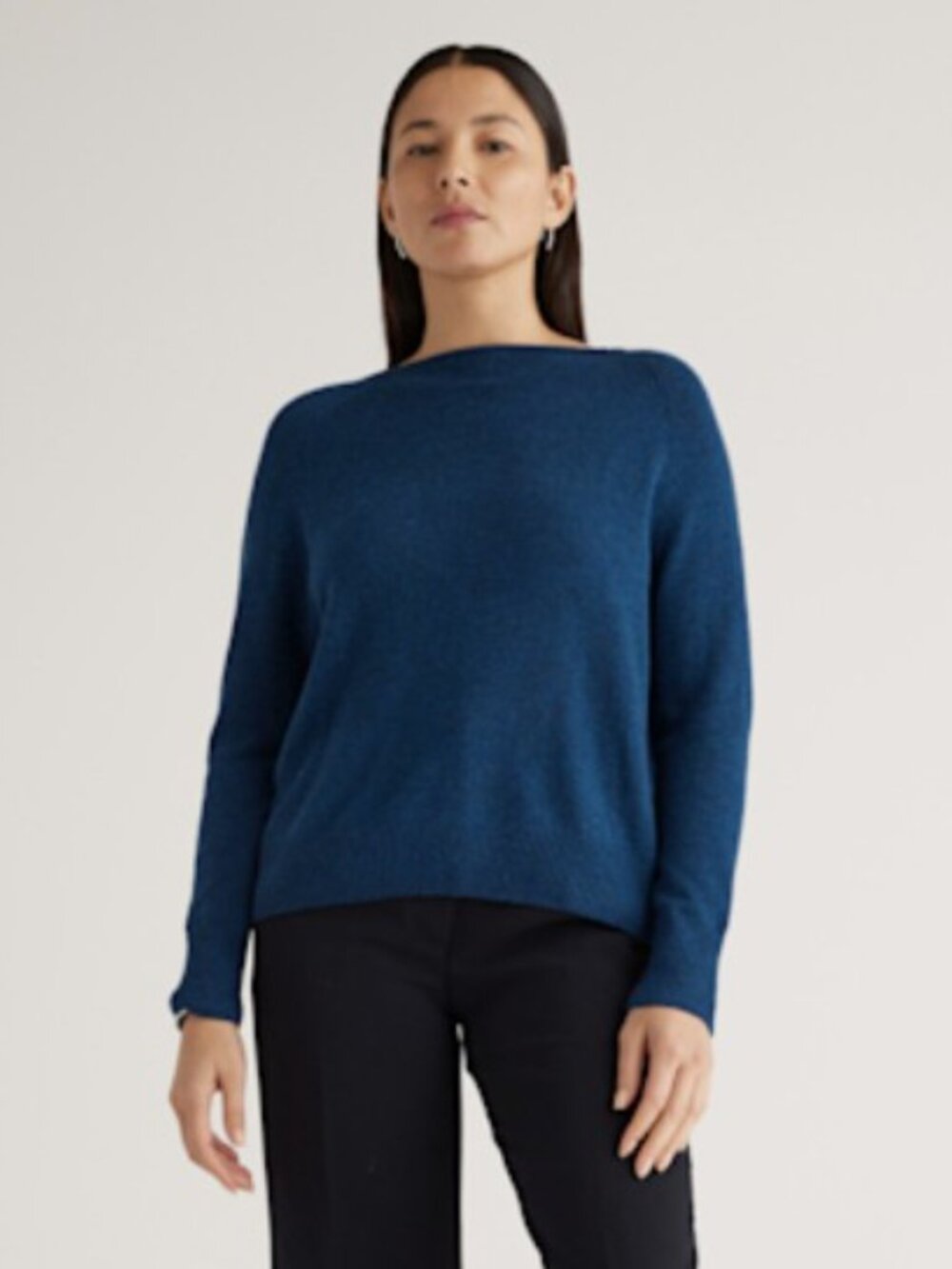 Quince Mongolian Cashmere Boatneck Sweater, Mediterranean Blue, XS